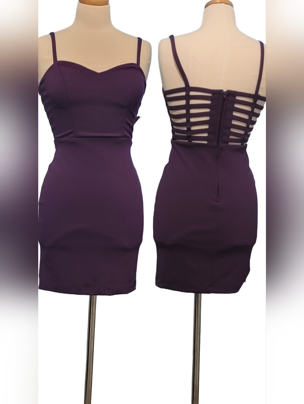 Jodie Kristopher Bodycon Spaghetti Strap Cut Out Back  Mini Dress